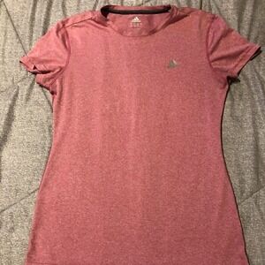 Adidas Climalite Womens Short Sleeve Performance Tee Heathered Pink‎ Size M